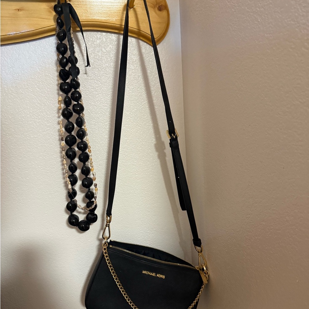 Michael Kors Black Crossbody with Gold Chain